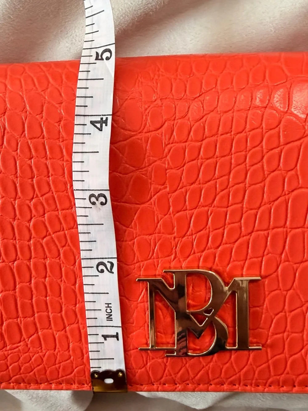 NWOT Badgley Mischka Orange Croc-Embossed Convertible Clutch/Chain Crossbody
